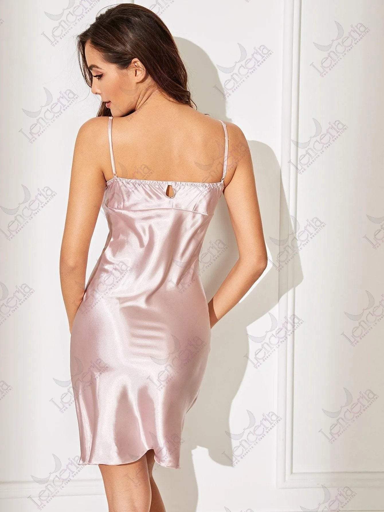 Bridal baby Pink silk nighty - extremely elegant (m8) lenceria-lingerie.pk