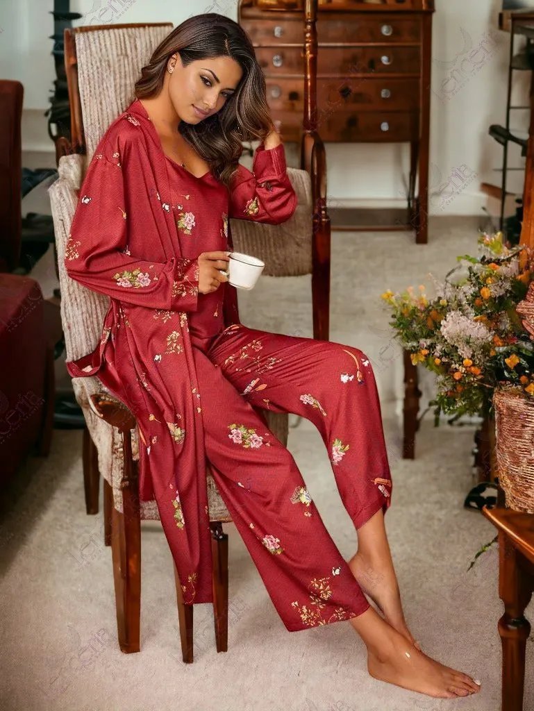 Fleur three piece pajama set extremely elegant (u19)