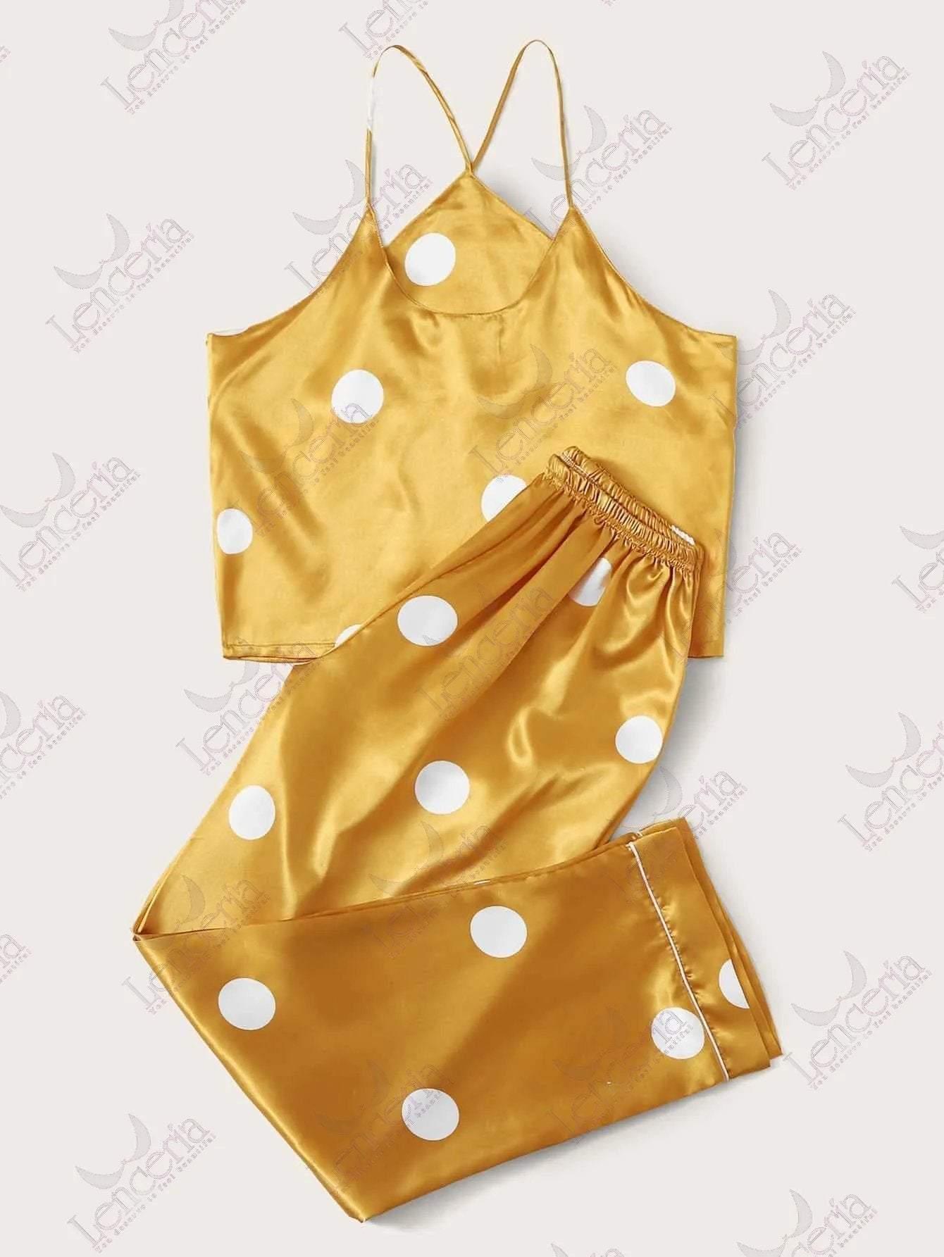 Oro polka dot silk pajama set very comfortable (u25) Lenceria.pk